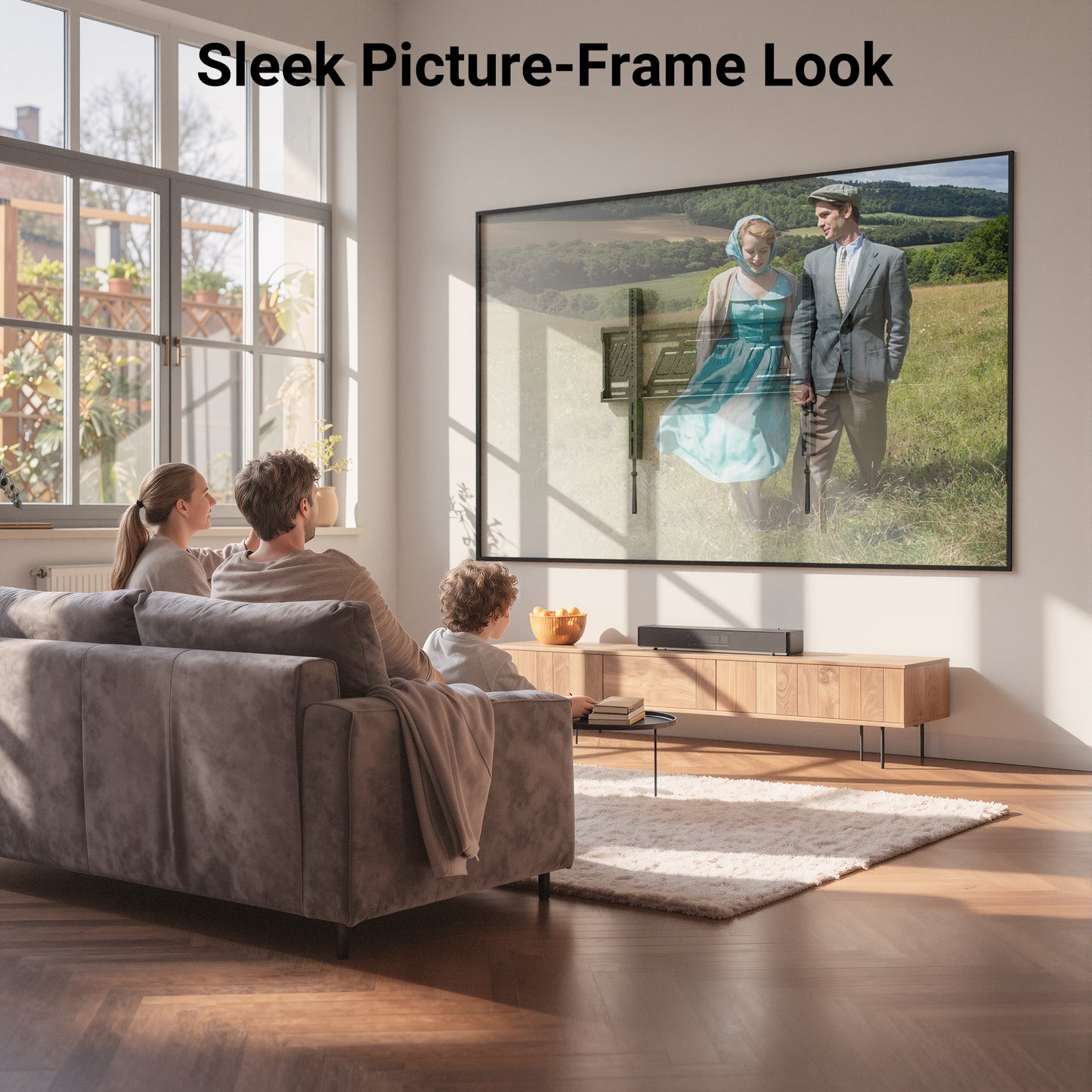 BONTEC Fixed TV Wall Bracket for 43 to 100 Inch Flat and Curved TVs, Ultra Slim 23 mm Low Profile, Heavy Duty 100 kg Load Capacity, Max VESA 800x600mm, Single Piece Plate, Clean Flush Fit Design