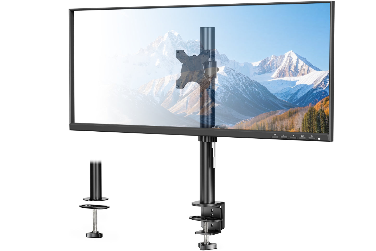 BONTEC Single Monitor Desk Mount for 13-34 Inch Screens, Supports up to 10kg, with Full Motion Adjustability, Dual Installation Options and Integrated Cable Management