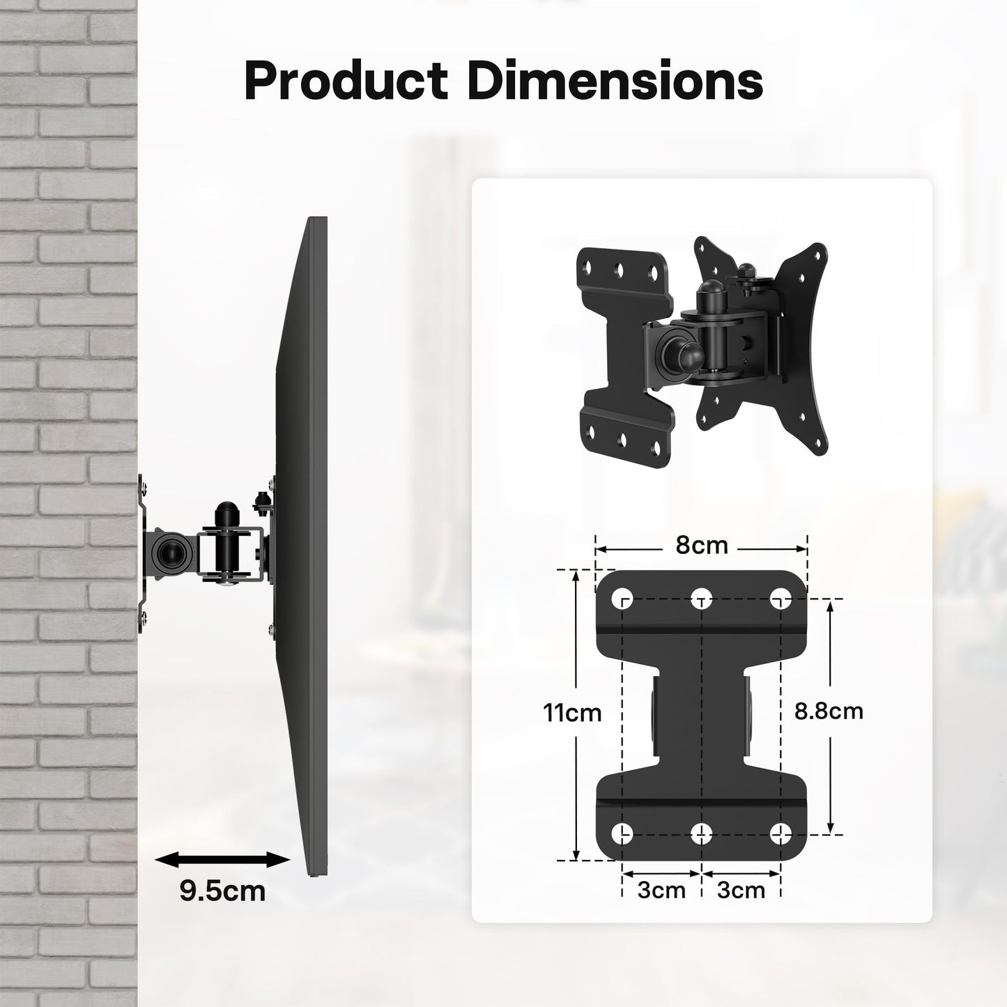 BONTEC TV Wall Mount Bracket for Most 13-30 inch LCD LED Screens, Full Motion Monitor Wall Bracket with VESA 75/100mm