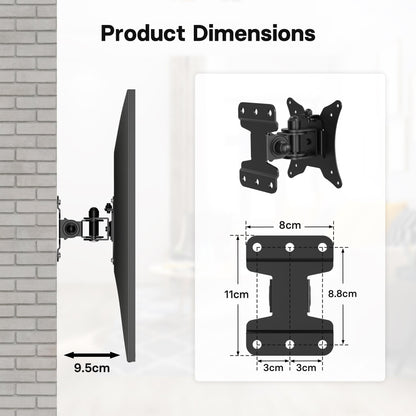 BONTEC TV Wall Mount Bracket for Most 13-30 inch LCD LED Screens, Full Motion Monitor Wall Bracket with VESA 75/100mm