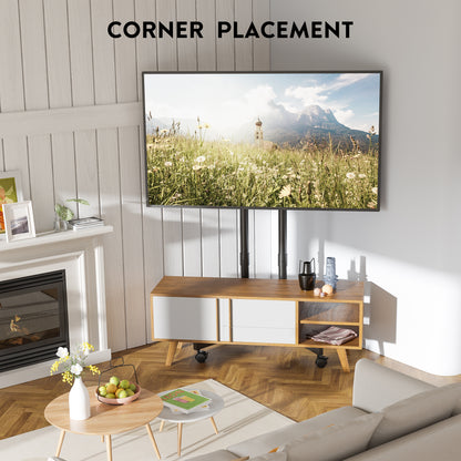 BONTEC Rolling TV Stand for 32-75 inch TVs, Mobile TV Cart with Lockable Wheels, Height Adjustable, Max VESA 400x400mm, Portable TV Stand on Wheels with Cable Management, TV Floor Stand, Black