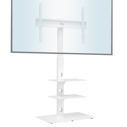 BONTEC Universal Floor TV Stand for 30-70 inch LED OLED LCD Plasma Flat Curved Screens, Height Adjustable Tall TV Stand with 3-Tier Tempered Glass Shelves up to 40KG, Max VESA 600x400mm