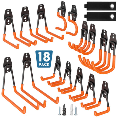 BONTEC Heavy Duty Black Garage Storage Hook, Steel Wall Mount with Anti-Slip Coating, Holds 211kg Brick 502kg Drywall, U J S Designs for Tool Storage, Bike Hook, Ladder Mount, Easy Install