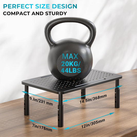 BONTEC Metal Monitor Stand, Adjustable Height Riser for Desk, Ergonomic 3-Level Desk Organizer with Cable Management, Laptop & Computer Monitor Stand up to 20KG, 2 Pack