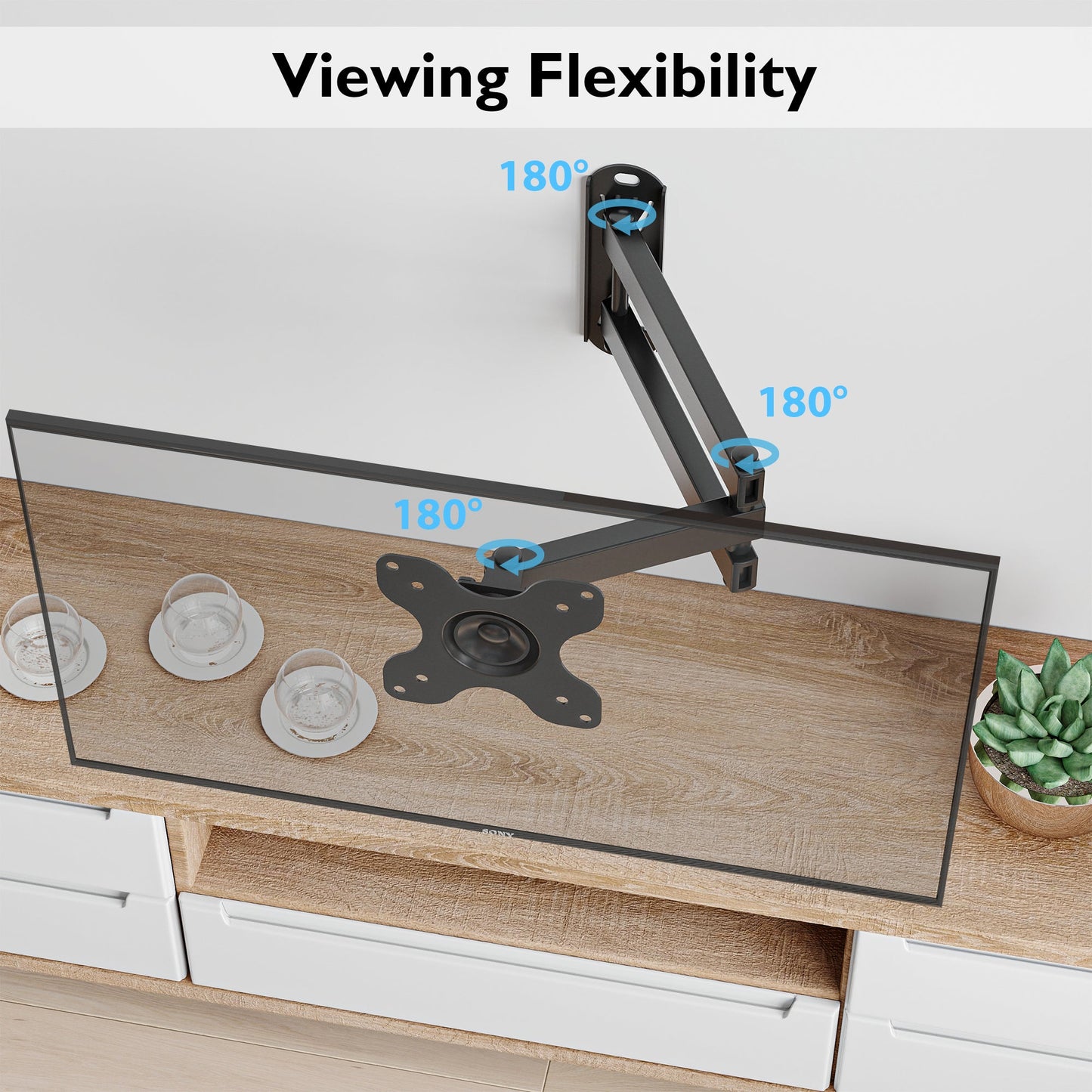 BONTEC Full Motion Articulating TV Wall Mount Bracket for 13''-30'' LCD LED TVs, Tilts Swivels Extends Rotates, VESA 75x75mm/100x100mm, Holds up to 15kg