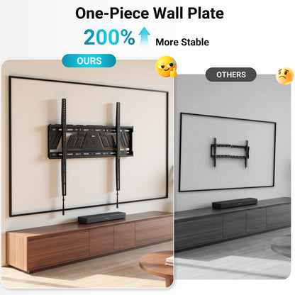 BONTEC Fixed TV Wall Bracket for 43 to 100 Inch Flat and Curved TVs, Ultra Slim 23 mm Low Profile, Heavy Duty 100 kg Load Capacity, Max VESA 800x600mm, Single Piece Plate, Clean Flush Fit Design
