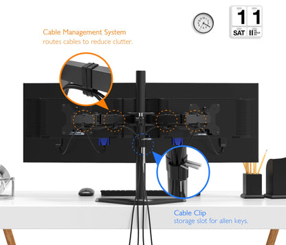 BONTEC Dual Monitor Stand for 13-27” Screens, Adjustable Desk Mount with Tilt, Swivel & Rotate, VESA 75x75 & 100x100mm, Height Adjustable, Holds Up to 10kg per Arm, Sturdy Base for Home & Office Use