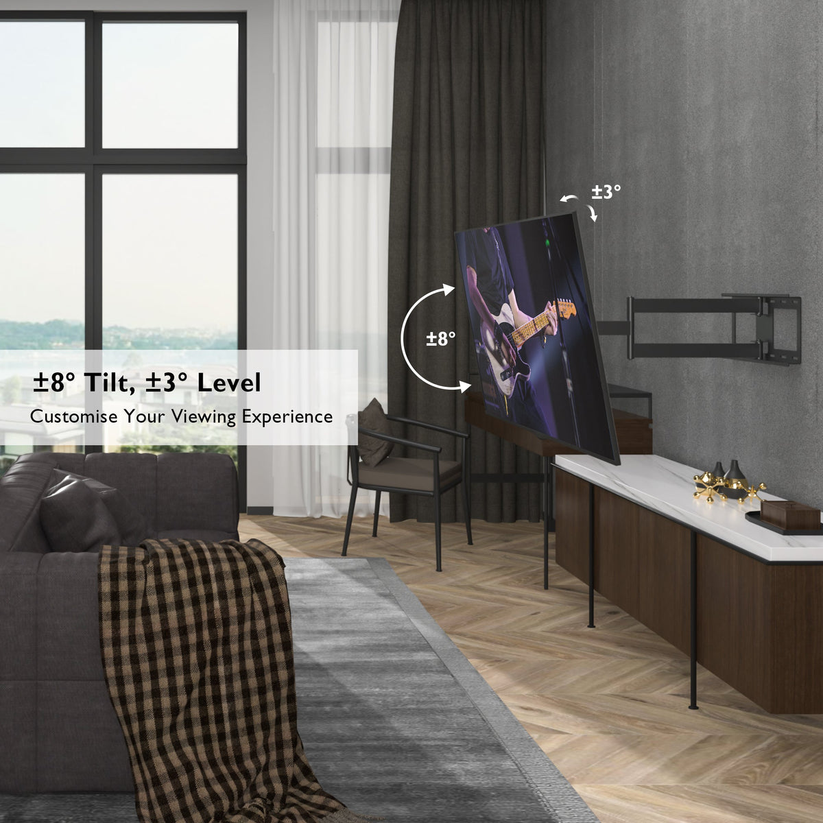 BONTEC TV Wall Bracket, Universal TV Wall Mount for 32-70 Inch, Extra Long Articulated Arm 850mm, Tilt Swivel Rotate Full Motion, VESA Wall Mount Max 400x400mm, 60kg Load