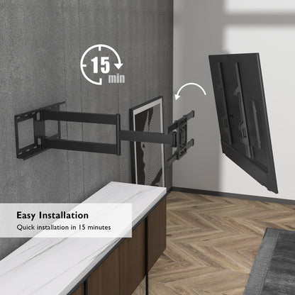 BONTEC TV Wall Bracket, Universal TV Wall Mount for 32-70 Inch, Extra Long Articulated Arm 850mm, Tilt Swivel Rotate Full Motion, VESA Wall Mount Max 400x400mm, 60kg Load