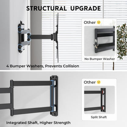 BONTEC TV Wall Bracket for 26-65 Inch LED LCD OLED Flat Curved, Full Motion Tilt and Swivel TV Wall Mount with 950mm Extension, Universal VESA 400x400mm, Corner TV Bracket 35kg for Living Room Bedroom