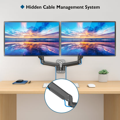 BONTEC Monitor Wall Mount Bracket for 13-32" Screens, Gas Spring Adjustable Monitor Arm, Height Adjustable, Tilt, Swivel & Rotate, VESA 75x75, 100x100mm, Holds up to 9KG, Heavy Duty, Ergonomic Design
