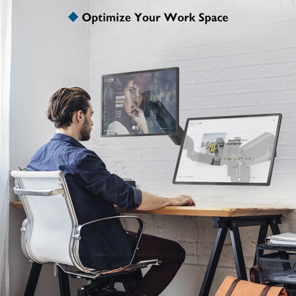 BONTEC Monitor Wall Mount Bracket for 13-32" Screens, Gas Spring Adjustable Monitor Arm, Height Adjustable, Tilt, Swivel & Rotate, VESA 75x75, 100x100mm, Holds up to 9KG, Heavy Duty, Ergonomic Design