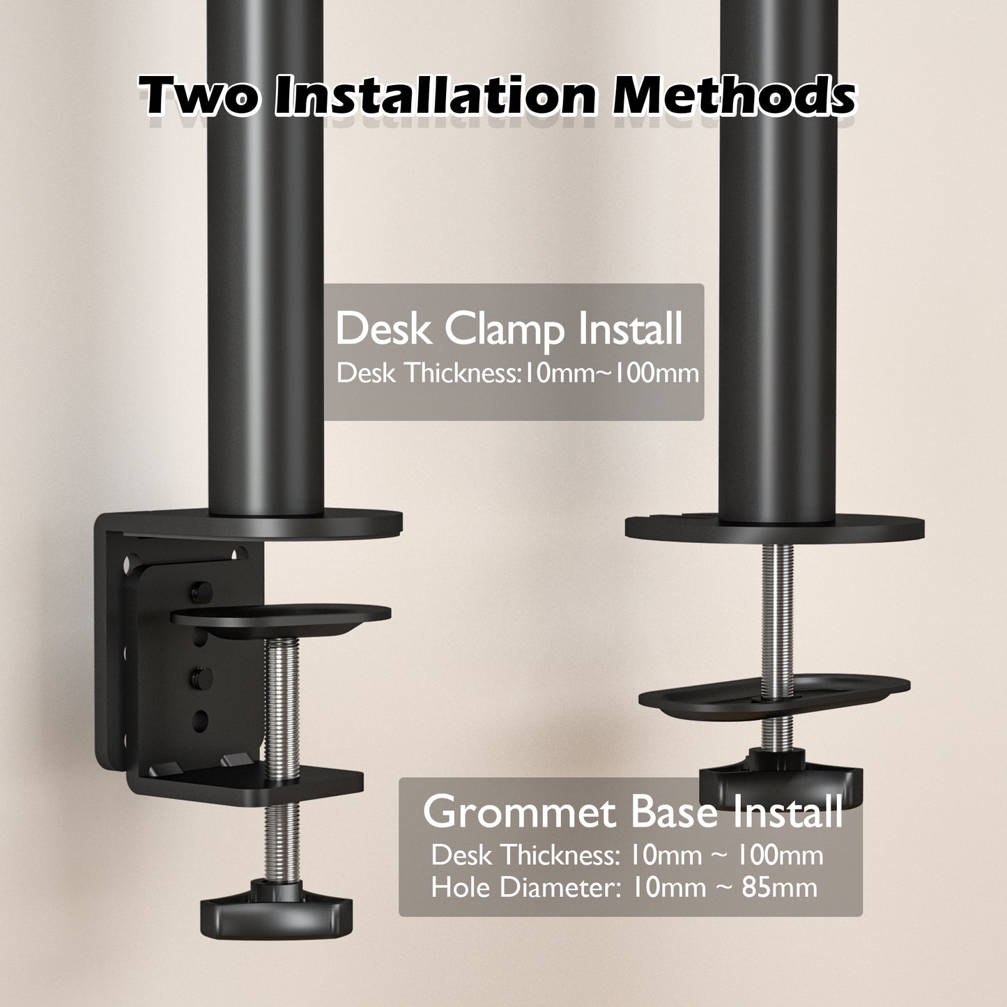 BONTEC  Single Monitor Arm Desk Mount for 13-32 Inch Screens, Height Adjustable, Tilt, Swivel, 360° Rotation, Steel VESA Mount up to 10kg, Fits 75x75/100x100mm, Ergonomic, Space-Saving, Durable Design