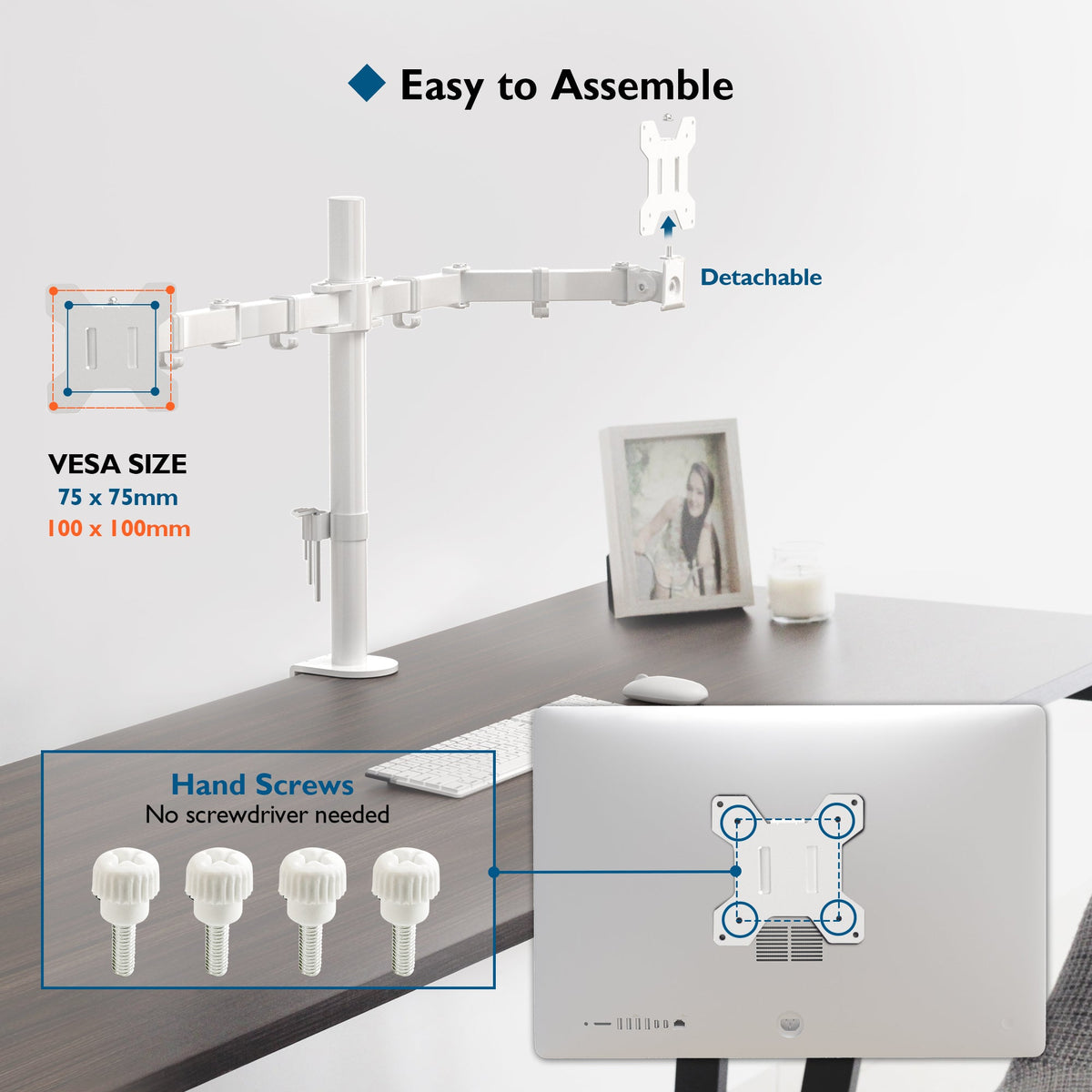 BONTEC Dual Monitor Arm Desk Mount for 13–27 Inch Computer Screens, VESA 75x75/100x100, Full Motion Adjustable Monitor Arm with 360° Rotation, Height Adjustable up to 430mm, Max 10kg per Arm