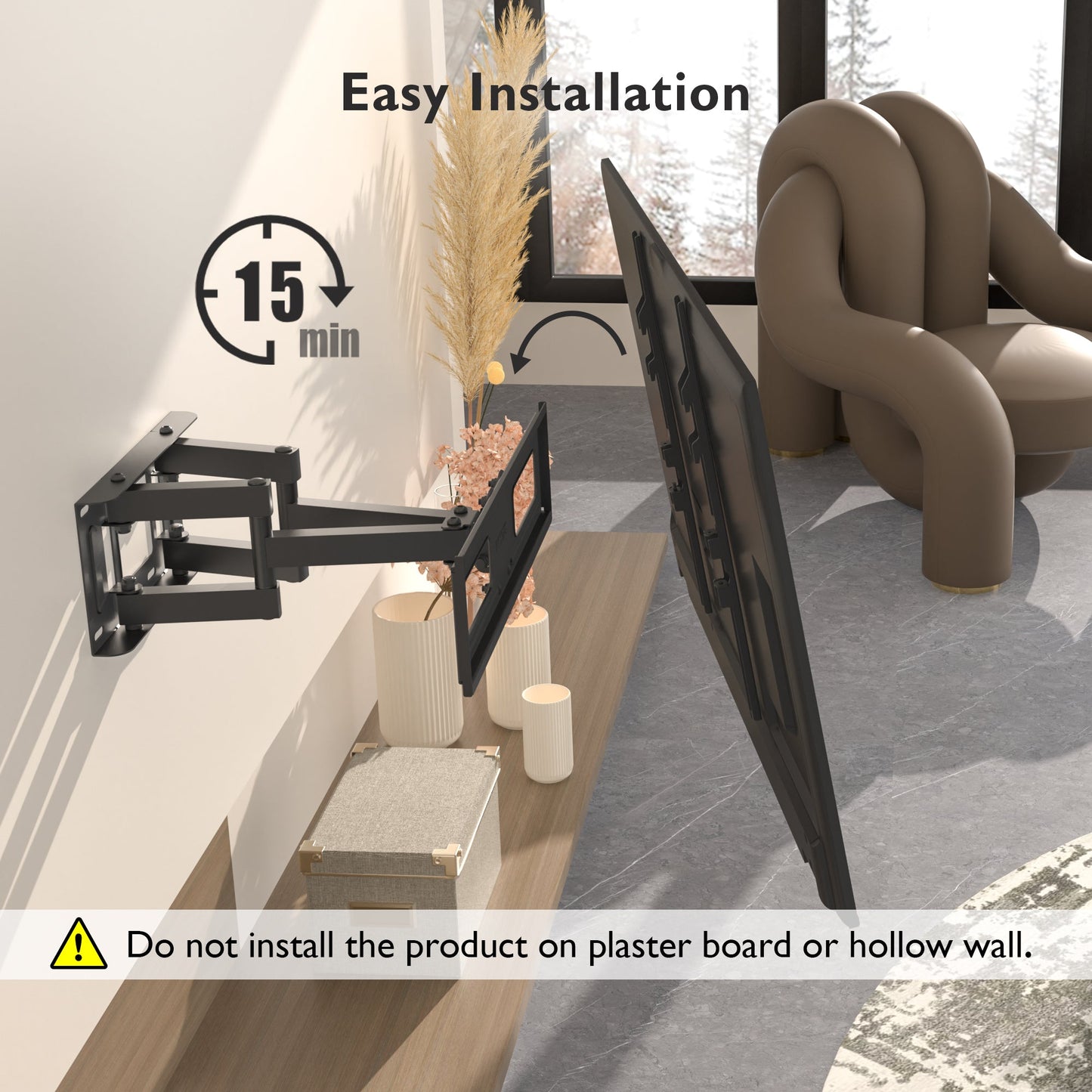 BONTEC TV Wall Bracket for 23–70 Inch LED LCD OLED Screens, Full Motion Double Arm TV Wall Mount Swivels Tilts Extends up to 380mm, Holds 45kg, Max VESA 400x400mm, Includes Spirit Level