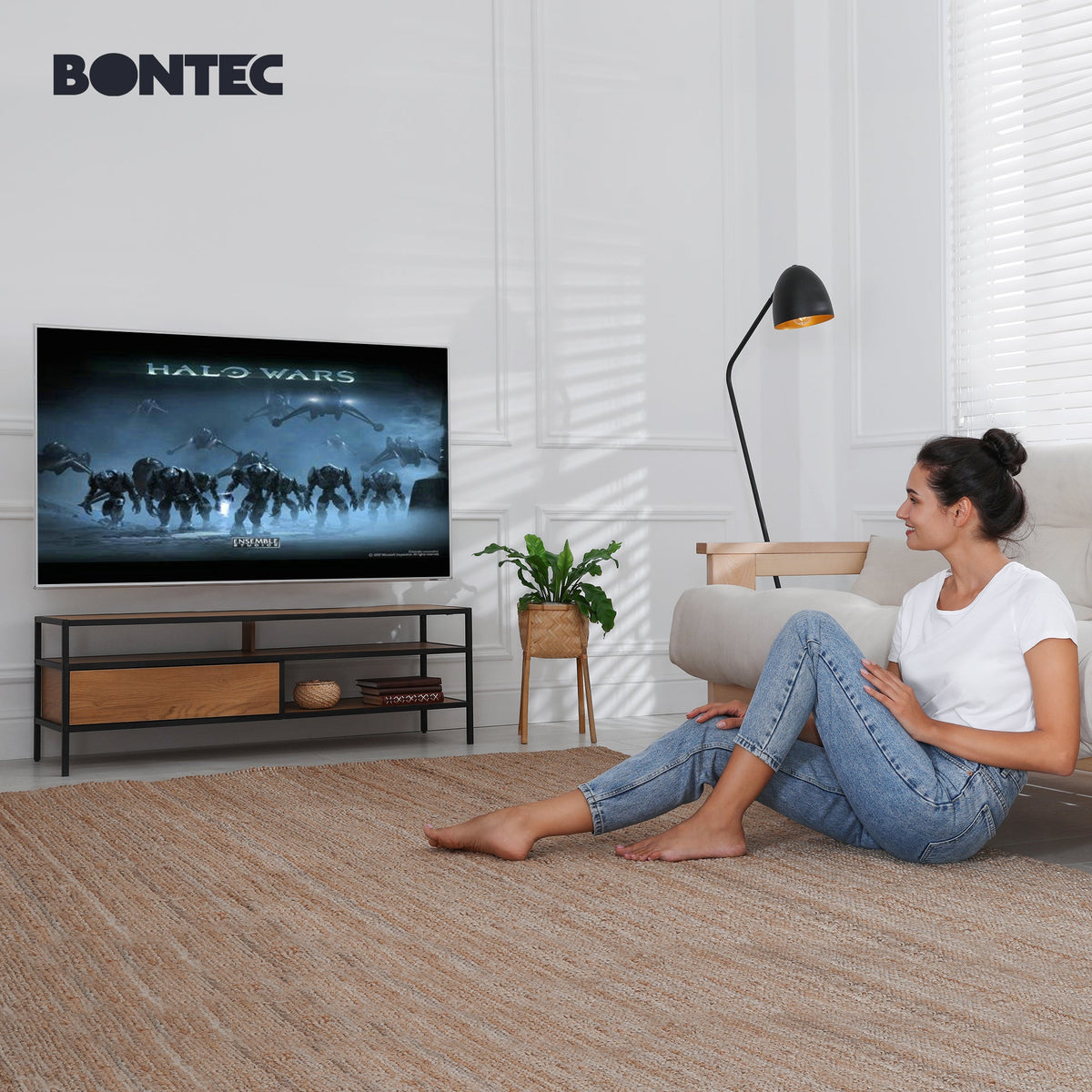 BONTEC TV Wall Bracket for 23–70 Inch LED LCD OLED Screens, Full Motion Double Arm TV Wall Mount Swivels Tilts Extends up to 380mm, Holds 45kg, Max VESA 400x400mm, Includes Spirit Level