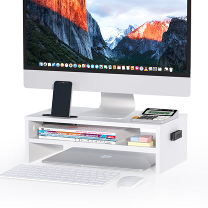 BONTEC Wood Monitor Desk Stand Riser with Smartphone Holder
