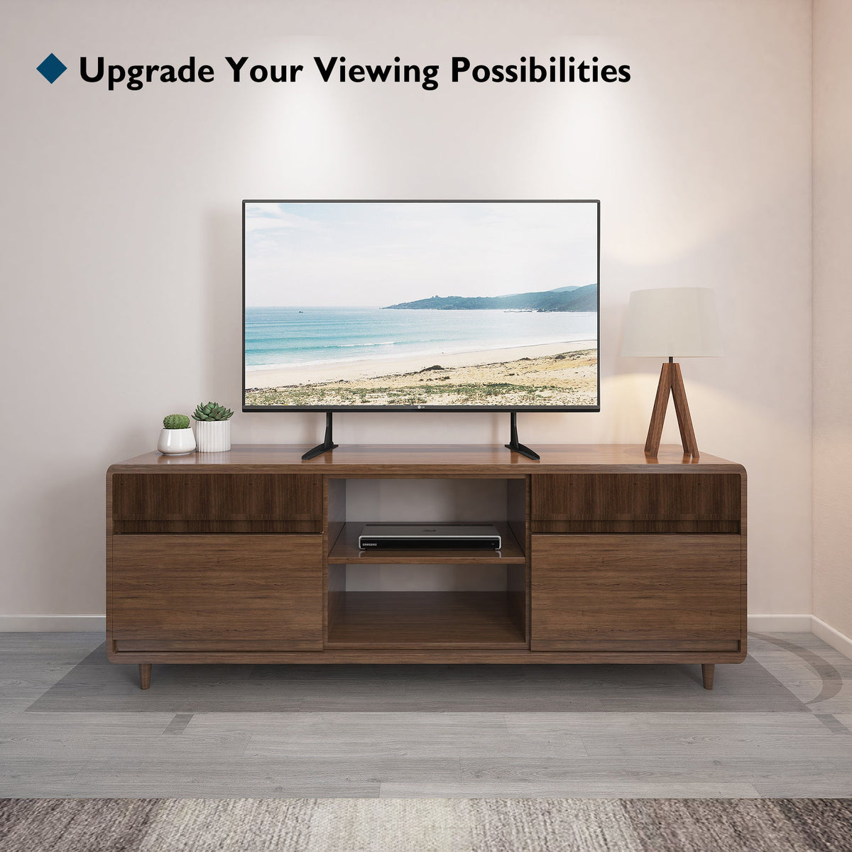 BONTEC Universal Table Top TV Stand Pedestal for 22-65 inch LCD/LED/OLED/Plasma TVs, Replacement TV Stand Legs for Screen Monitor Riser, Securely Holds 50KG & Max.VESA 800x400mm
