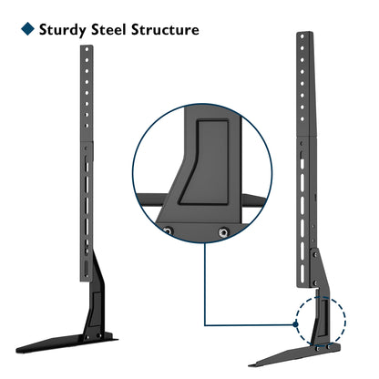 BONTEC Universal Table Top TV Stand Pedestal for 22-65 inch LCD/LED/OLED/Plasma TVs, Replacement TV Stand Legs for Screen Monitor Riser, Securely Holds 50KG & Max.VESA 800x400mm